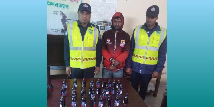 বগুড়ায় মহাসড়কে চেকপোস্ট বসিয়ে ফেন্সিডিল উদ্ধার-