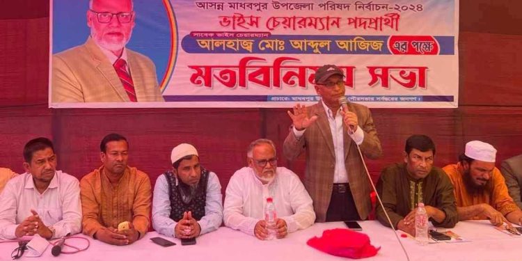 মাধবপুরে ভাইস চেয়ারম্যান প্রার্থী আব্দুল আজিজের সমর্থনে মতবিনিময় সভা
