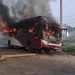 ফরিদপুরে বাস মোটরসাইকেল মুখোমুখি সংঘর্ষ নিহত-১, বাসে আগুন