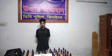 ঝিনাইদহে ৩৩ বোতল ফেনসিডিলসহ মাদক কারবারি গ্রেফতার 