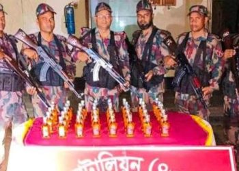বিজিবি, র অভিযান পরিচালনায় ৪০বোতল ভারতীয় মদ জব্দ 