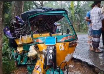 হাজীগঞ্জে সড়ক দুর্ঘটনায় কেড়ে নিলো বাবা ছেলের প্রাণ।