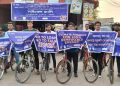 প্রতিশ্রুতি অনুযায়ি জলবায়ু অর্থ পরিশোধের দাবিতে মোংলায় সাইকেল র্যালি।