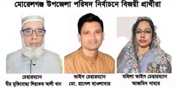মোরেলগঞ্জে উপজেলা পরিষদ নির্বাচনে” আনারস, চশমা,ও কলস”প্যানেলের বিজয়।