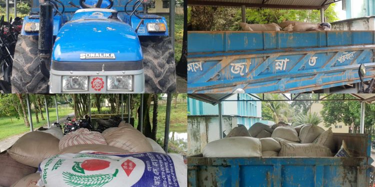 মাদারগঞ্জে কালোবাজারে বিক্রি’র সময় ভিজিএফের ৫৮ বস্তা চাল জব্দ ।