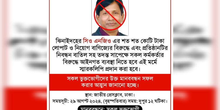 ঝিনাইদহের সিও এনজিও’র শত শত কোটি টাকা লোপাট ও নিয়োগ বাণিজ্য’র অভিযোগ।