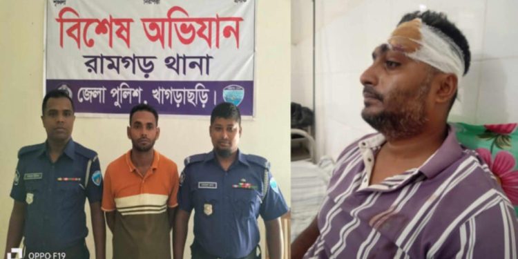 ওয়ারেন্টভুক্ত আসামিকে ধরতে গিয়ে পুলিশ সদস্য আহত ।