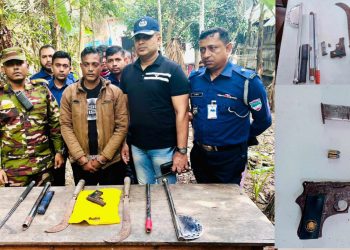 বাগেরহাটের মোরেলগঞ্জে বিদেশী অস্ত্রসহ যুবক আটক।