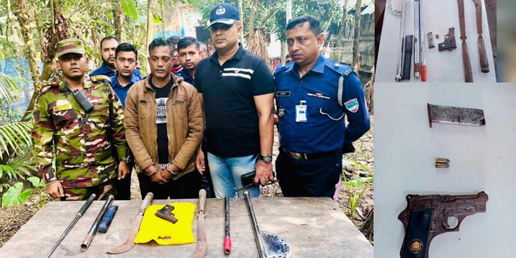 বাগেরহাটের মোরেলগঞ্জে বিদেশী অস্ত্রসহ যুবক আটক।