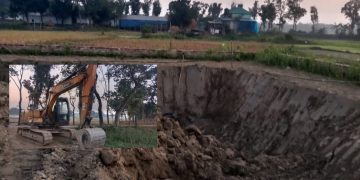 ধামরাইয়ে জোরপূর্বক কৃষি জমির মাটি কাটায় ভেকু জব্দ।