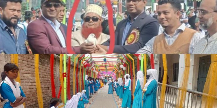 চিতলমারী উপজেলা নির্বাহী কর্মকর্তার সাথে ওলামা লীগ সভাপতির জাতীয় পতাকা উত্তোলন।