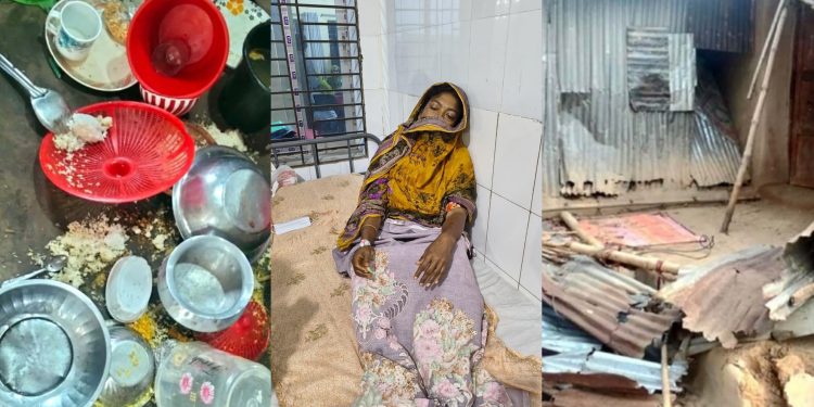 কু-প্রস্তাবে রাজী না হওয়ায় বগুড়ার শেরপুরে বিধবার বসতবাড়ি ভাঙচুর-লুটপাট।