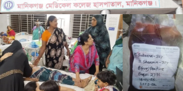 মানিকগঞ্জ মেডিকেল কলেজে ভুল রক্ত দেয়ায় রোগীর মৃত্যু।