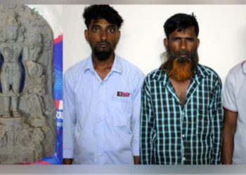 শেরপুরে লুকিয়ে রাখা ২৯ কেজি ওজনের বিষ্ণুমূর্তি উদ্ধার,গ্রেপ্তার ৩