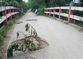 দেলদুয়ারের আরমোষ্টা খালের উপর ঝুঁকিপূর্ণ ব্রিজ যেন মরন ফাঁদ।