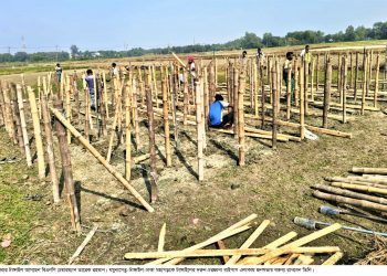 শনিবার টাঙ্গাইল আসছেন বিএনপি চেয়ারম্যান তারেক রহমান :: চলছে মঞ্চ তৈরির প্রস্তুতি।