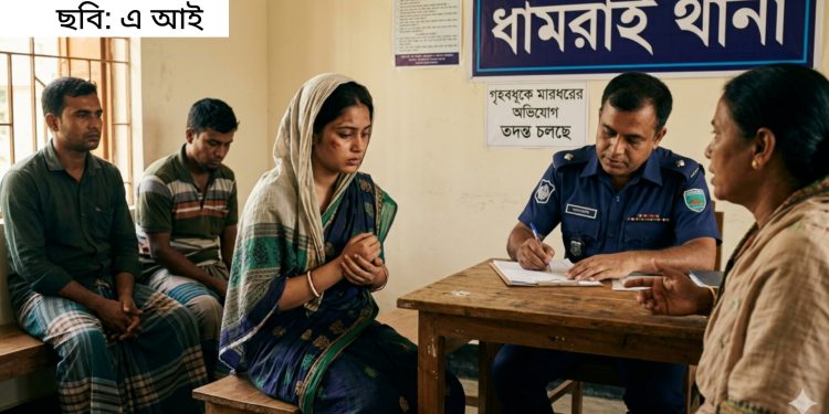 ধামরাইয়ে গৃহবধূকে মারধরের অভিযোগ, স্বামী-ভাসুরদের বিরুদ্ধে থানায় অভিযোগ।