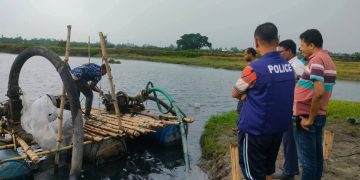 মাধবপুরে অবৈধ বালু উত্তোলনে অভিযান, ড্রেজার-পাইপলাইন বিনষ্ট।